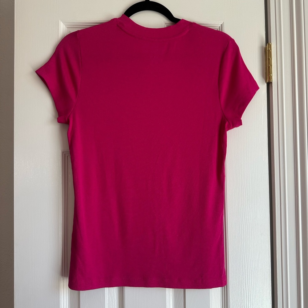 A New Day Pink Slim Fit Ribbed T-Shirt Size M NEVER WORN in perfect condition - Picture 3 of 6